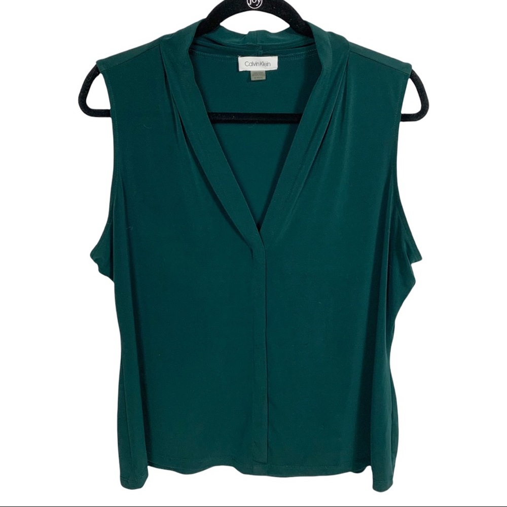 Calvin Klein Green V-Neck Blouse Women’s XL